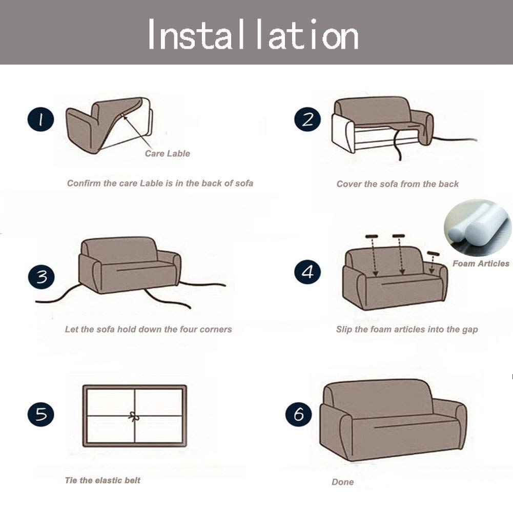Stretch Sofa Cover 3 Seater - Elastic Polyester Spandex Printed Couch Covers - Universal Fitted Sofa Slipcover Couch Furniture Protector