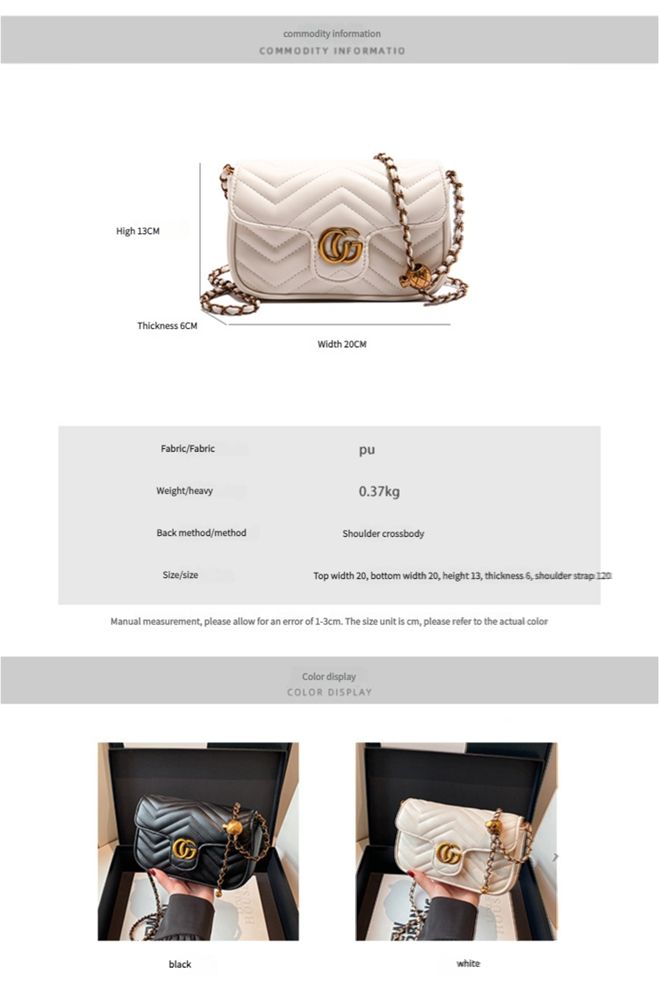 2025 new high-end texture PU chain bag, casual, fashionable, luxurious design, versatile, portable crossbody single shoulder women's bag
