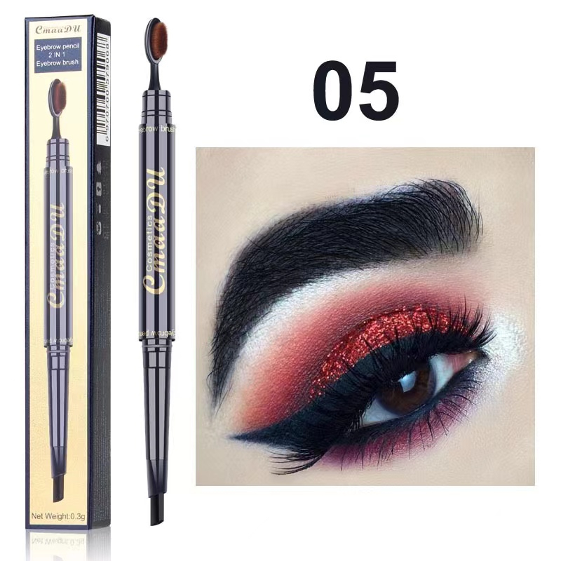 CmaaDu Double Head Waterproof Lasting Pigments Tattoo Eye Brow Pen Eyebrow Pencils with oval Brush Eyes Makeup 5 Colors 