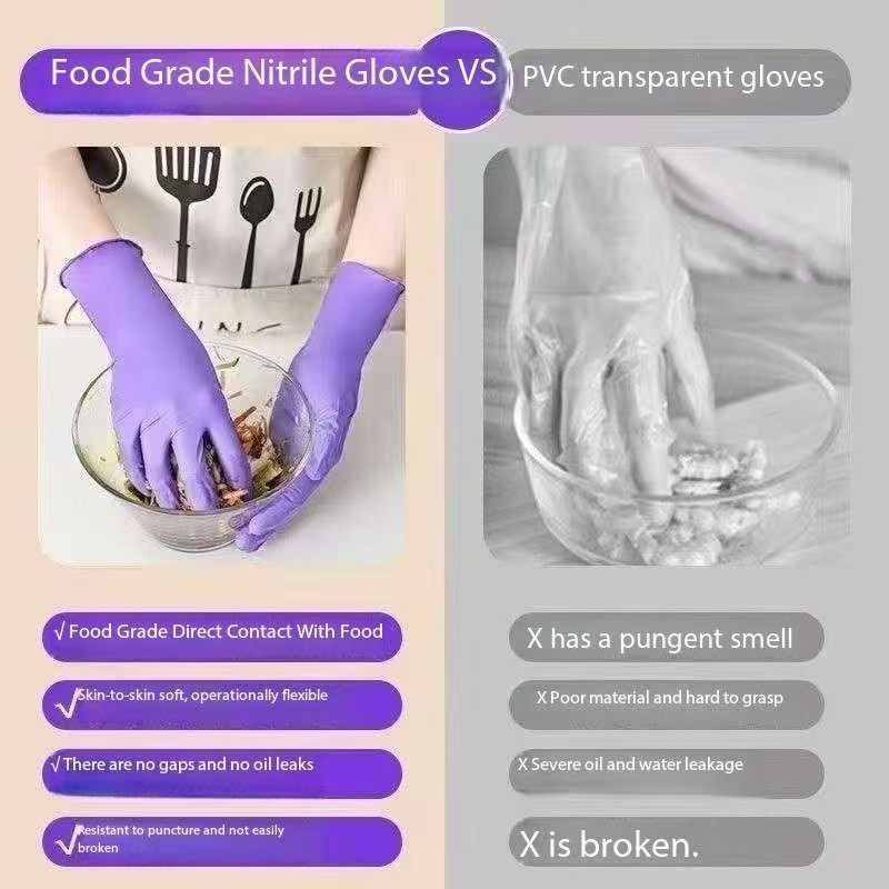 Disposable PVC gloves Waterproof and oil resistant synthetic gloves Anti aging and anti-virus purple gloves