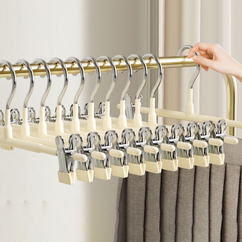 5489 10pcs Pants Skirt Hangers with Clips,Metal Trousers Hanger for Jeans Black Non Slip Women Shorts Hangers Saving Space Clothing Hanger