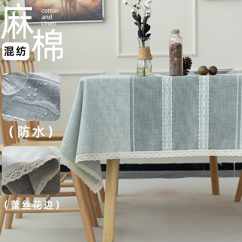 HG-FS-002 New Waterproof Household Tablecloth, Cotton Linen Wear-Resistant Decorative Tablecloth