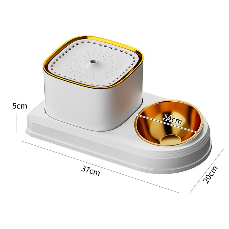 Cat bowl automatic drinking water feeder all-in-one pet bowl cat food utensil cat food bowl dog bowl pet suppliesLight luxury style - white