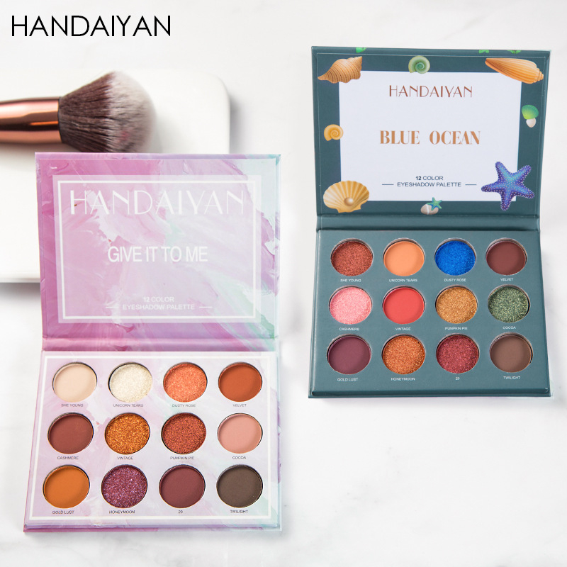 H2028 HANDAIYAN 12 Colors Glitter Eyeshadow Palette Matte Shimmer Eye Shadow Shimmer Shine Party Makeup Palette Cosmetics Make Up