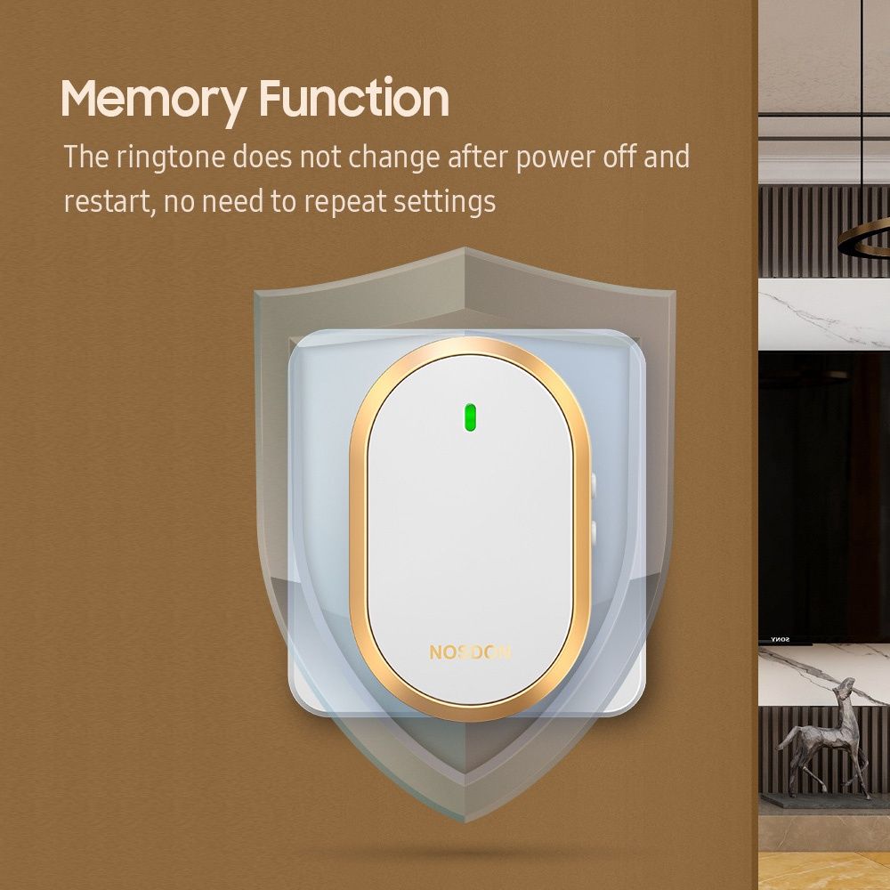 【Malaysia 3-pin Plug】Wireless Doorbell Smart Door Bell 60 Chime 110DB 300M Long Range Doorbell Waterproof Dustproof Call