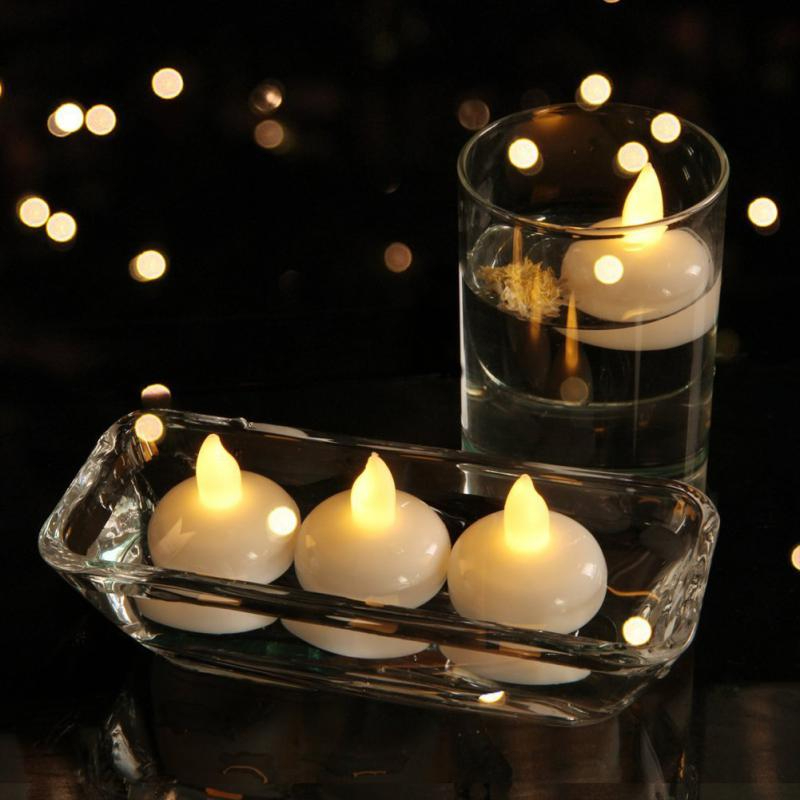 Flameless Floating Candle Waterproof Flickering Tealights Warm White Led Candles For Pool SPA Bathtub Wedding Party Dinner Decor