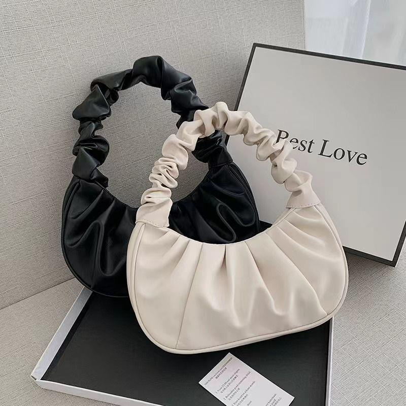1114 Women's New Pleated Cloud Bag Casual Magnetic Buckle Open Close Handbag