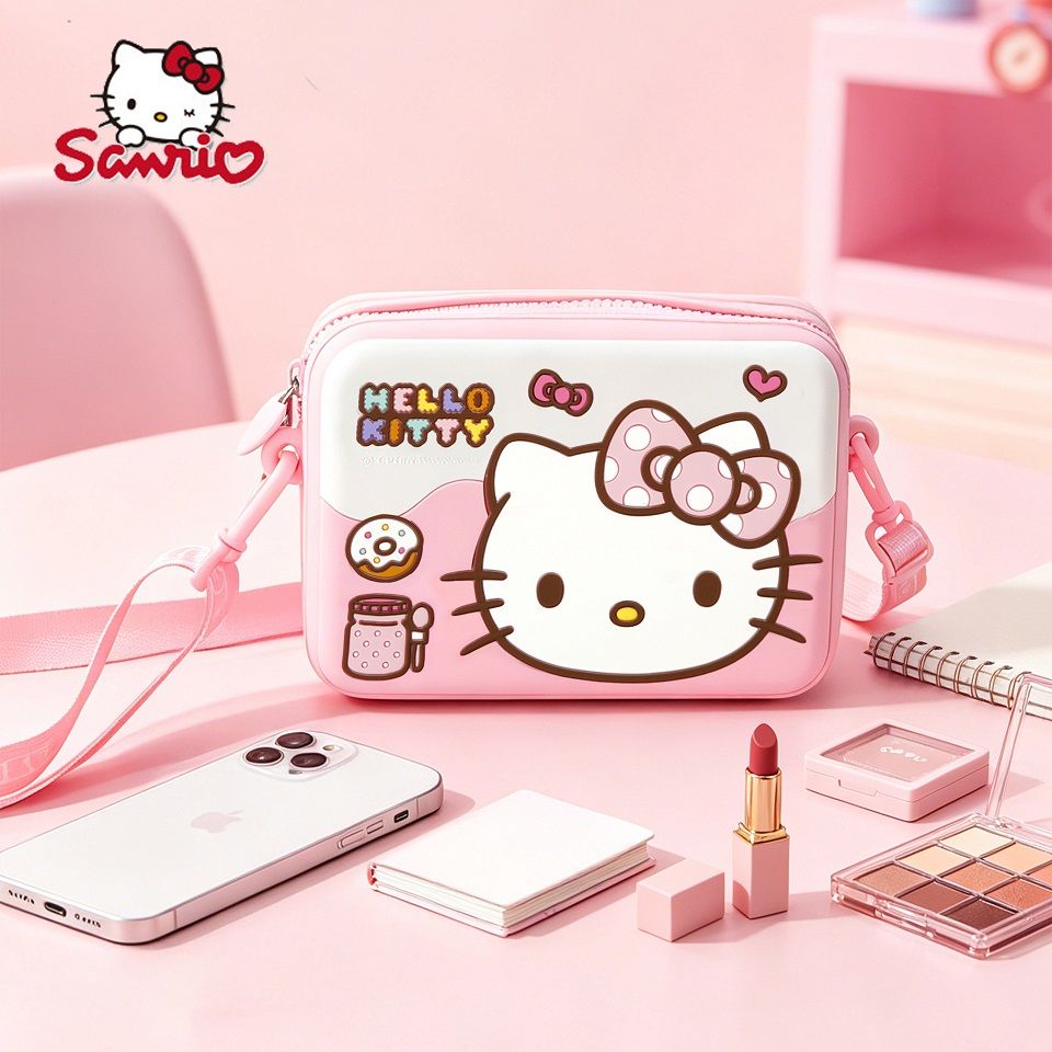 3D Hello Kitty Silicone Crossbody Bag for Women, Cute Mini Square Shoulder Bag, Multifunctional Handheld Cosmetic Storage Purse Girls Daily Cartoon Shoulder Hand Bags
