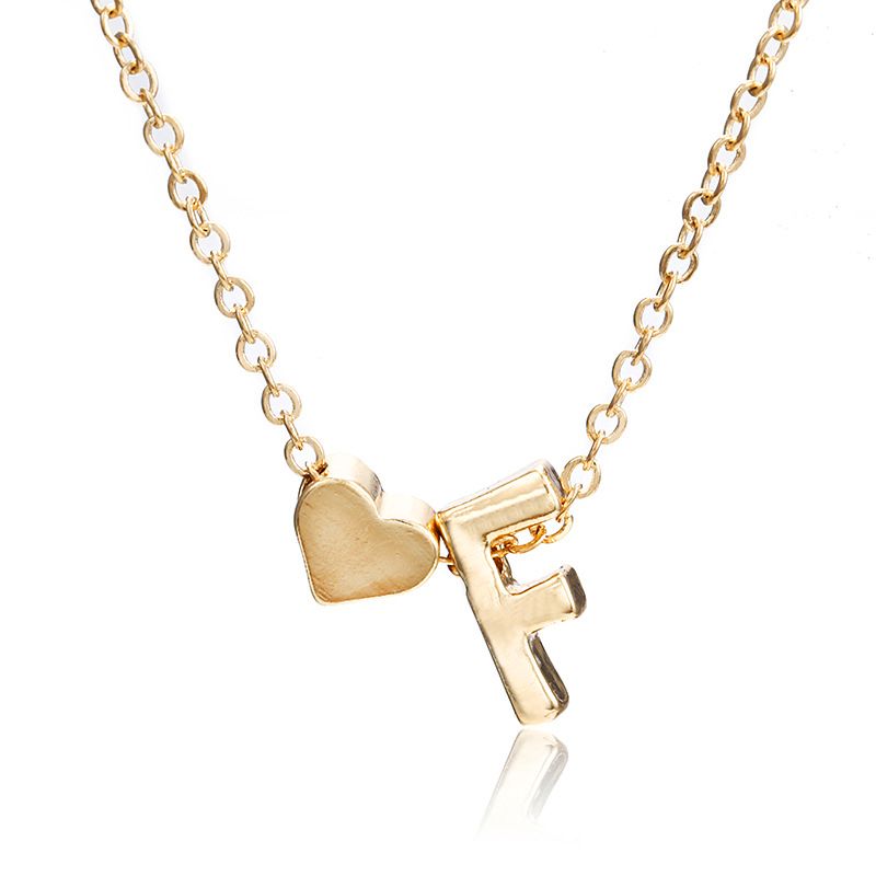 New simple peach heart-shaped letter necklace, elegant and versatile 26-letter original heart clavicle chainF