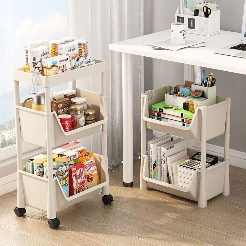 Mobile bookshelf rack floor multi-layer with wheels living room bedroom dormitory children's small bookcase trolley storage rack
