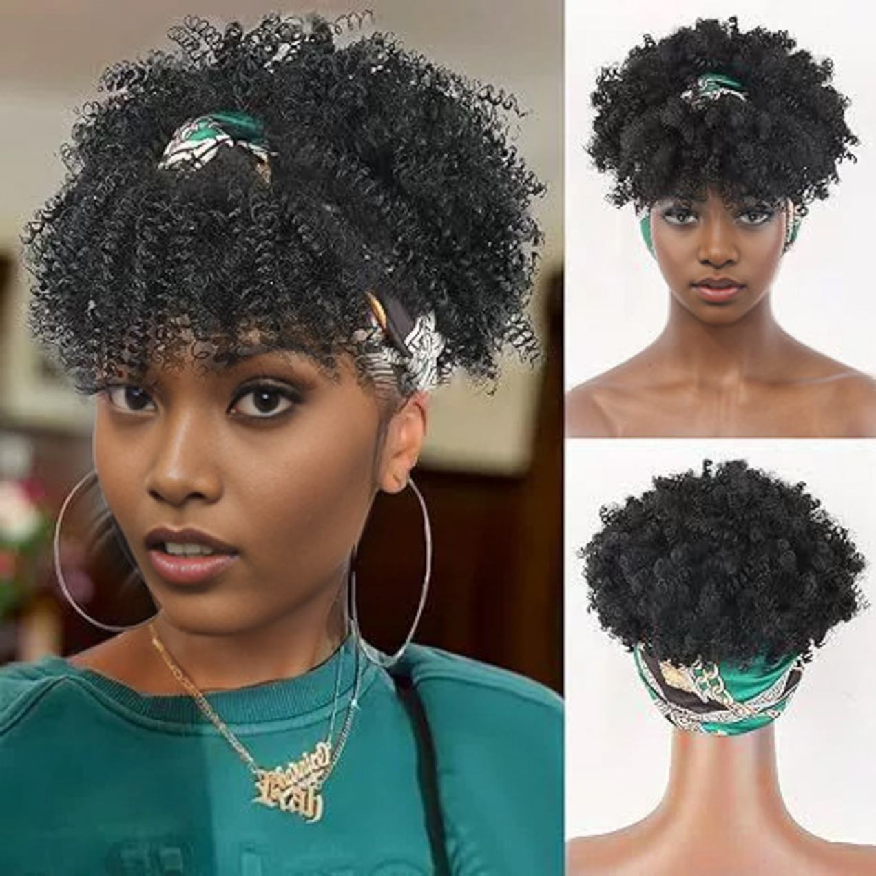 Integrated bangs, headband, wig, and headband