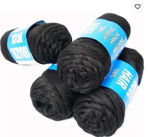 Brazilian Wool Hair 100% Acrylic Black 80g