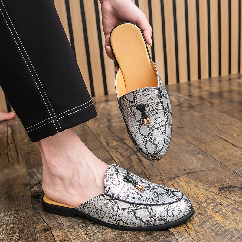Youth Men Leisure Cool Mules Man Summer Slippers Fashion Casual Leather Loafers Flats Shoes Pu Breathable Slip On Footwears For