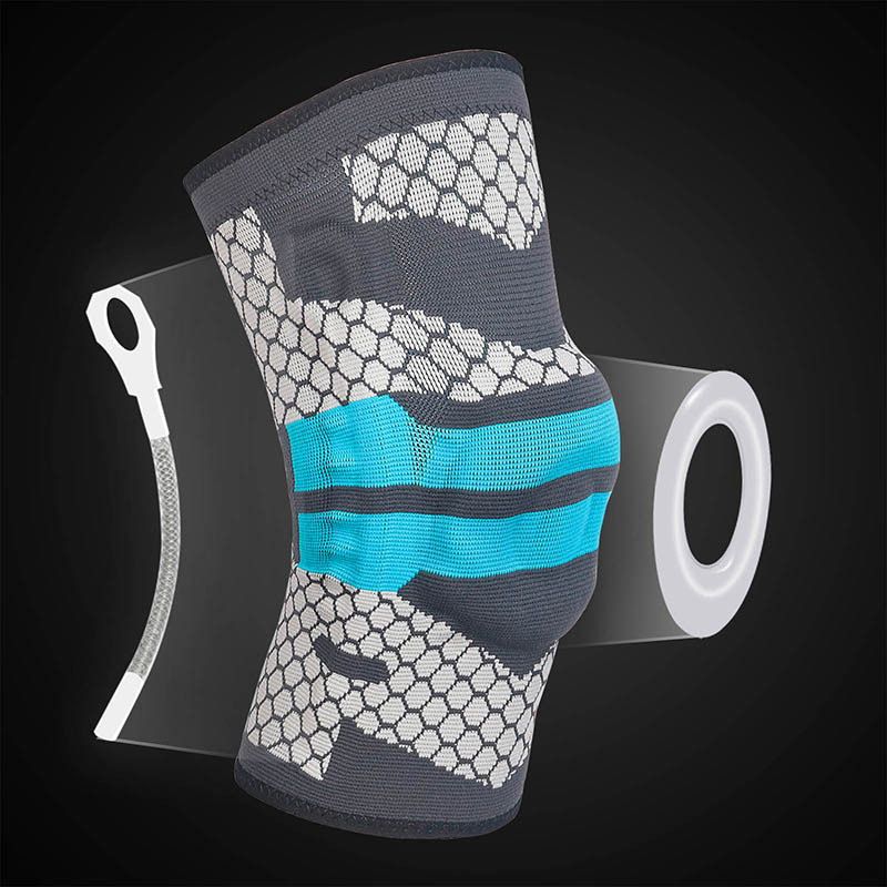 HJ072 Knee Brace for Men Women Silicone Gel Spring Support Knee Pads Workout Meniscus Tear Joint Pain Relief Knee Compression Sleeve