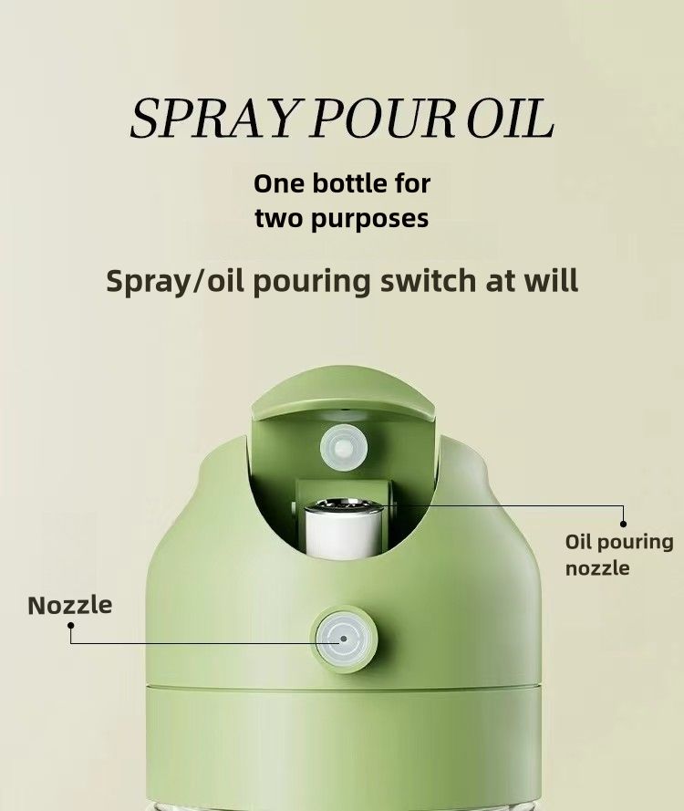 470ml Glass Oil Dispenser Bottle - Dual-Function Spray & Pour, Wide Mouth, Leak-Proof Design, Ergonomic One-Handed Use, Easy to Clean, Drip-Free Kitchen Oil Container  