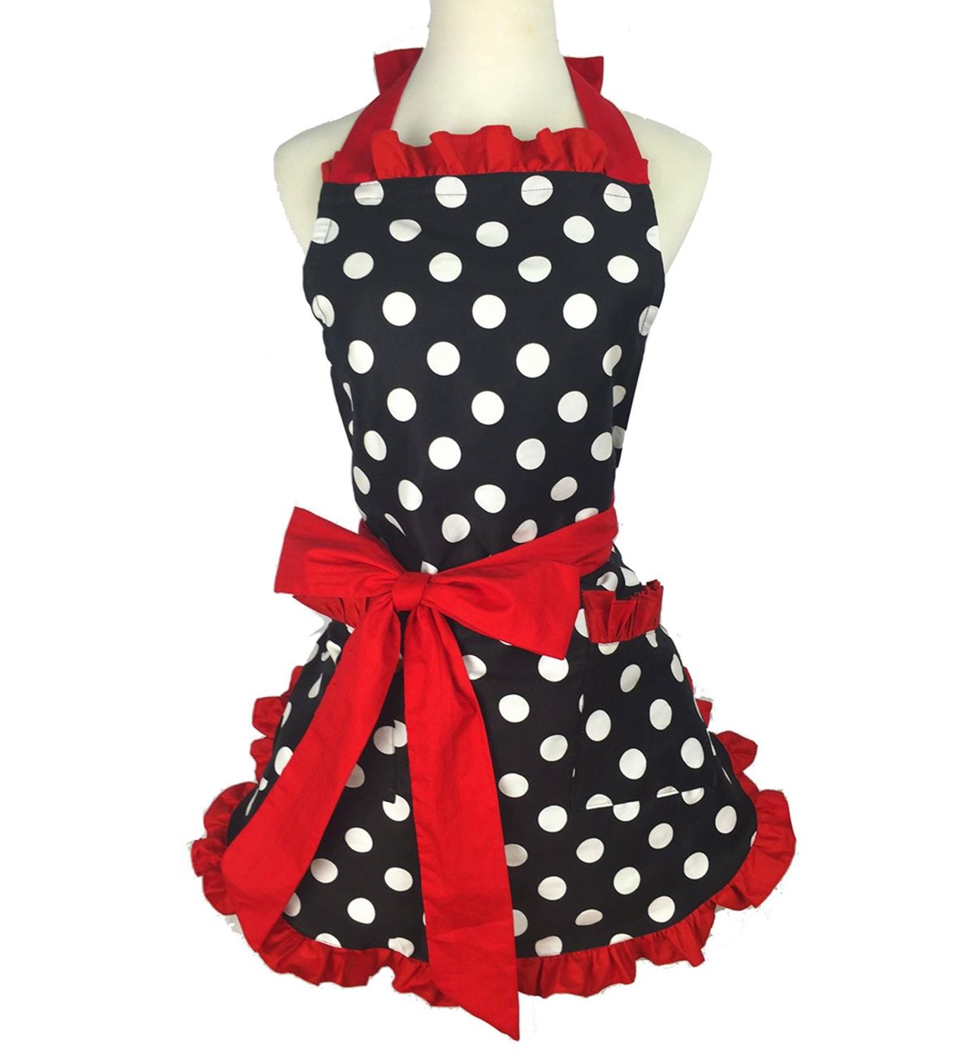 Kitchen aprons Lovely Stylish Vintage Maid Polka Dot Cooking for woman