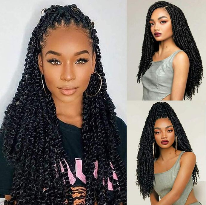 Obaasima Strands Curl Passion Twist Hair Crochet Braiding Hair- Water Wave Braiding Crochet Hair for Women Pre-Looped Bomb Twist Crochet Hair  Curly Braiding Hair Extensions (1#)