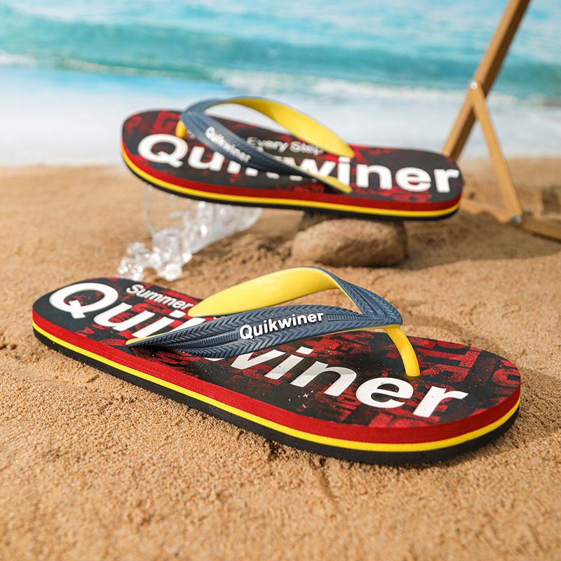 Q226 Men's Summer Beach Anti Slip Flip Flops, Soft and Breathable Slippers