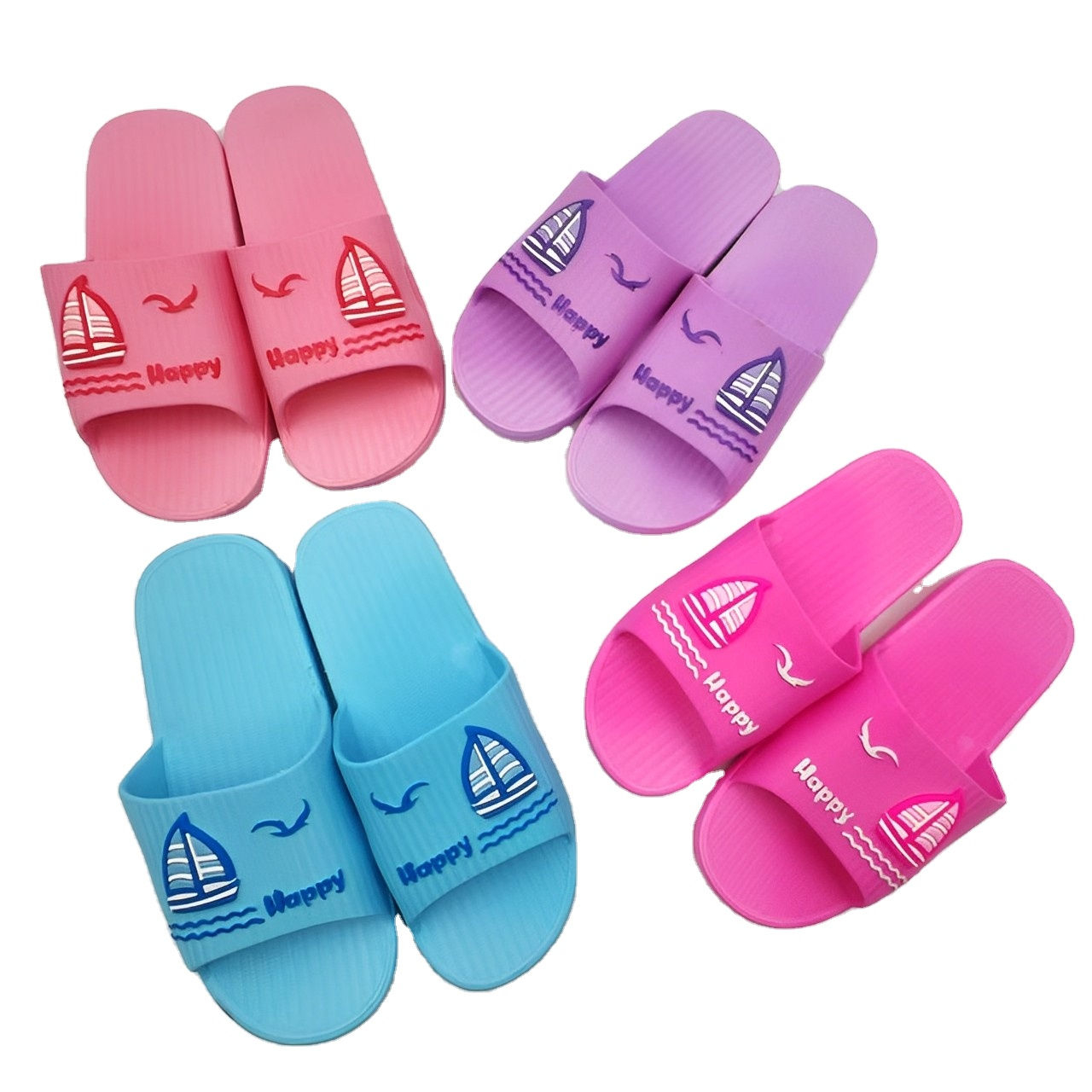 XW：2238 Women's Shoes Sail Print Fine Lines Slippers Casual Solid Color Slippers
