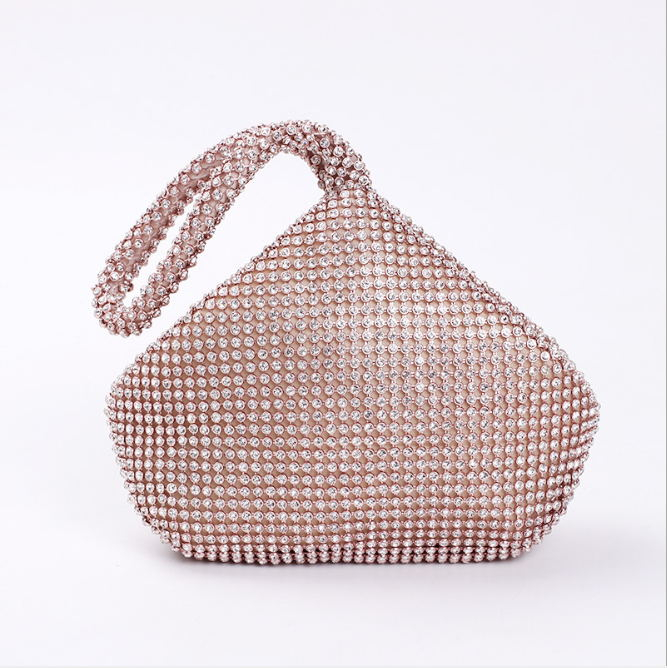 Soft Beaded Women Evening Bags Cover Open Style Lady Wedding BridalmaidChampagne