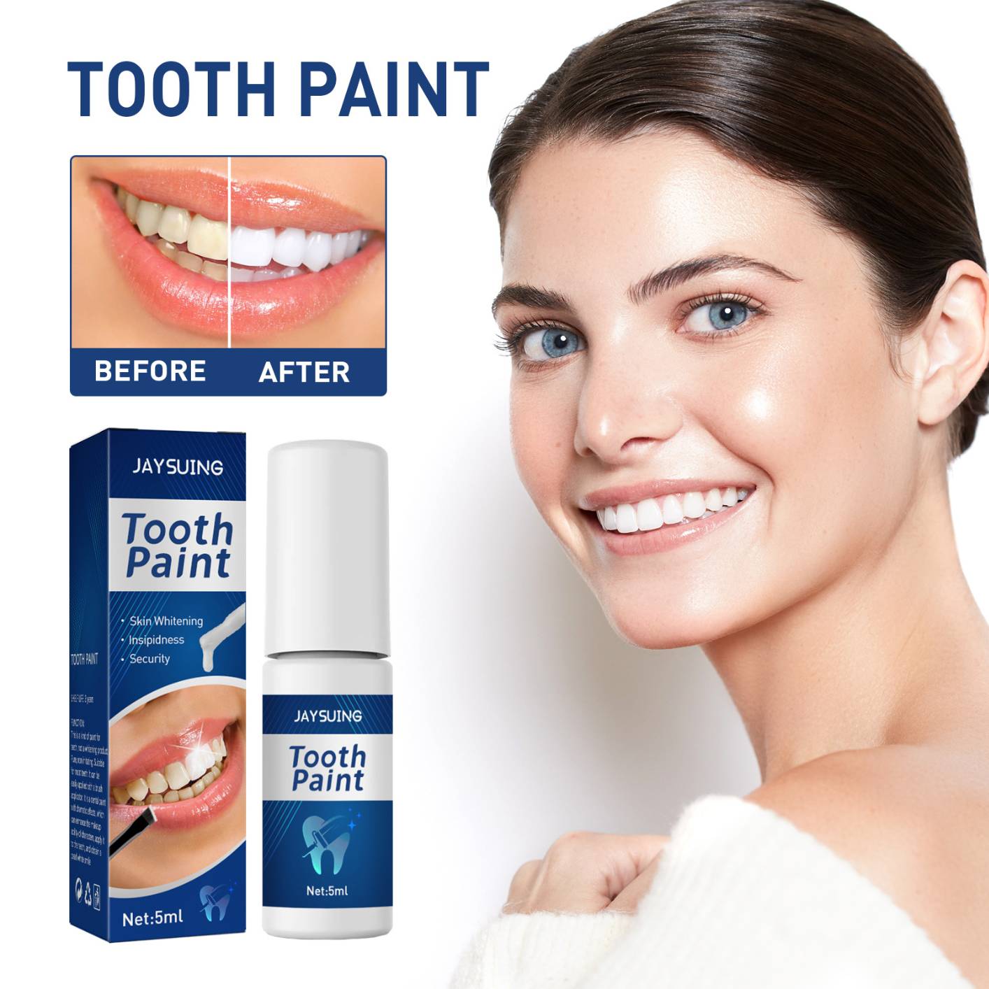 Tooth Whitening Paint, Teeth Brightening Reduce Yellowing Easy to Use Teeth Polish Oral Care