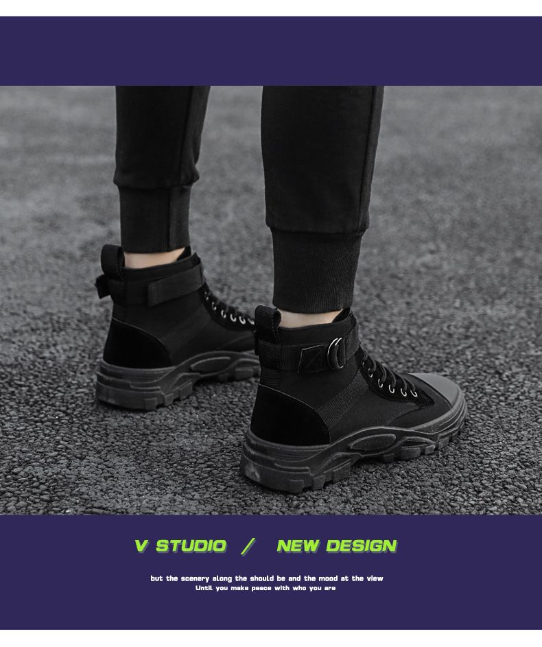 2025 New men's high-top canvas Dr. Martens boots, winter Korean style trendy casual workwear boots, men's trendy shoes