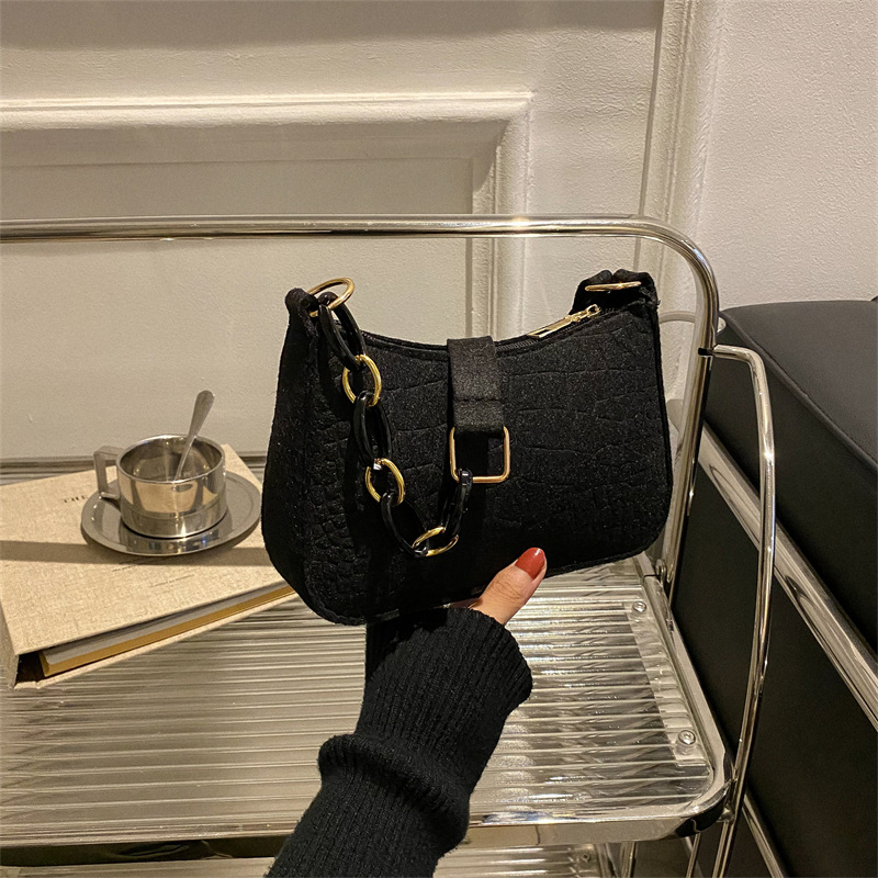 XN5294 Fashion Underarm Bag Simple Felt Top-handle Bags Waterproof Portable Elegant Alligator Texture Casual for Weekend Vacation
