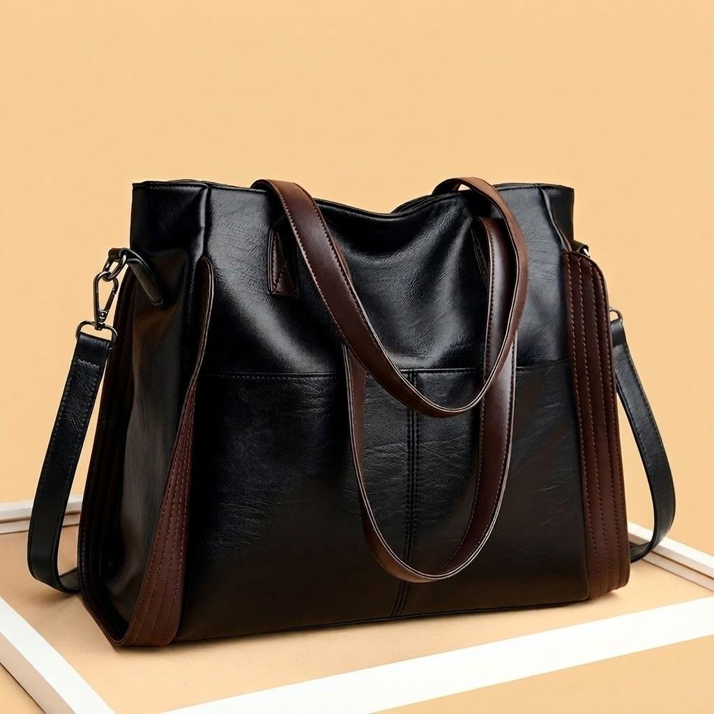 Large Capacity Soft Leather Women Handbag, Fashion Mature Ladies Tote Bag, Trendy Multi‑way Handheld Shoulder Crossbody Purse for Daily Work Travel Use

