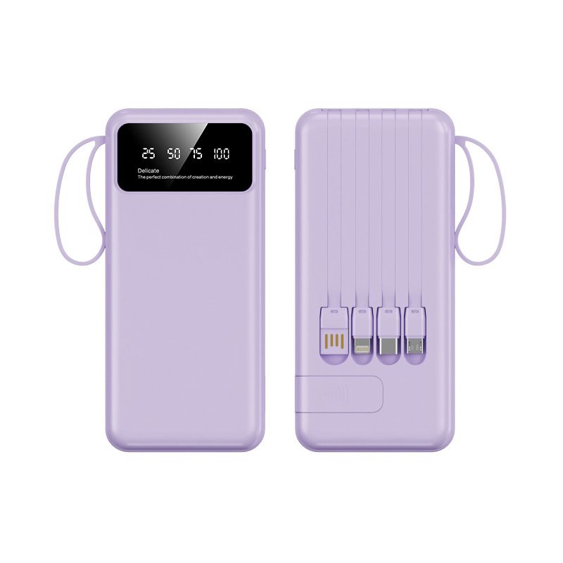 10000mAh Power Bank with 4in1 Built in Cables, Power Bank with LED Lamp Fast Charging USB C External Battery Pack Phone Charger with LED Display for iPhone, Samsung and Cell Phones