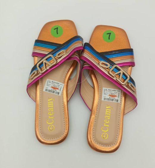  Luxury colorful strap Shoes Flat Sandals Ladies Famous Brands Logo Slippers Slides For Women - Orange