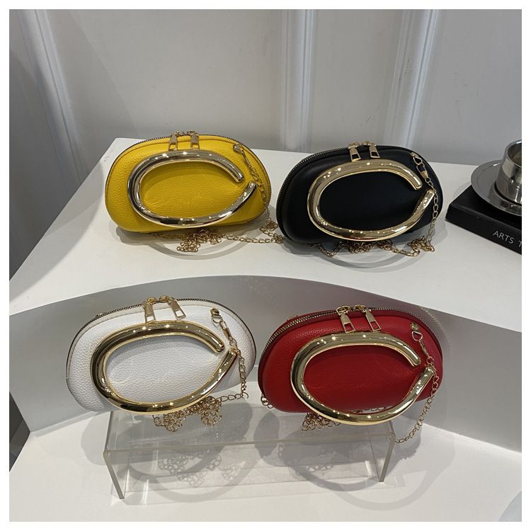 Women Metal Decor Chain Box Bag Crossbody Handbag Shoulder Evening Party Clutch Bag
