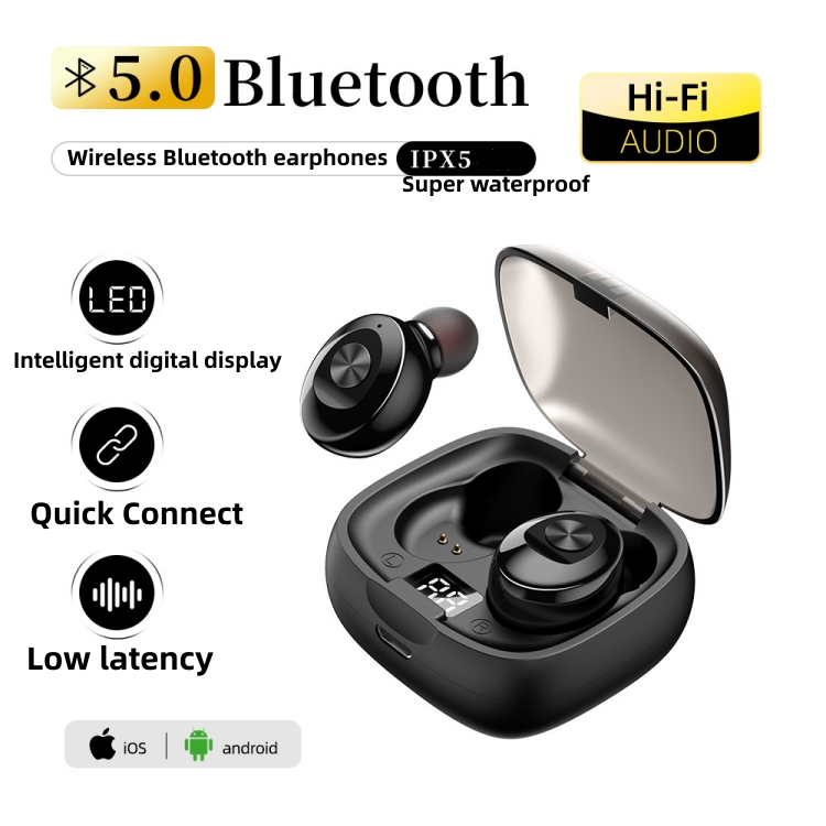 Bluetooth Headset earphones digital display screen Bluetooth headset motion Wireless 5.0 Stereo headphones CRRSHOP digital audio video XG8 Bluetooth earphones black white pink 