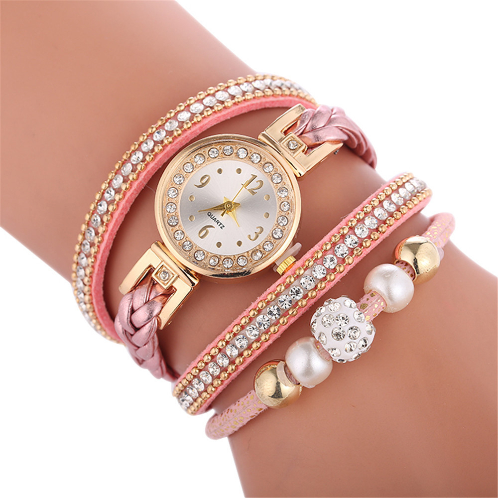 Beautiful Fashion Women's Bracelet Watch Ladies Watch Casual Round Analog Quartz Bracelet Watch Female ClockPink