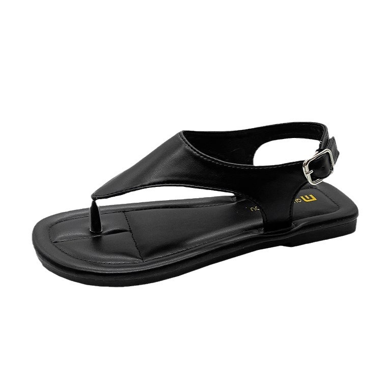 2025 summer new fashion breathable casual shoes buckle personality clip-toe flat shoes low top wear low top sandals