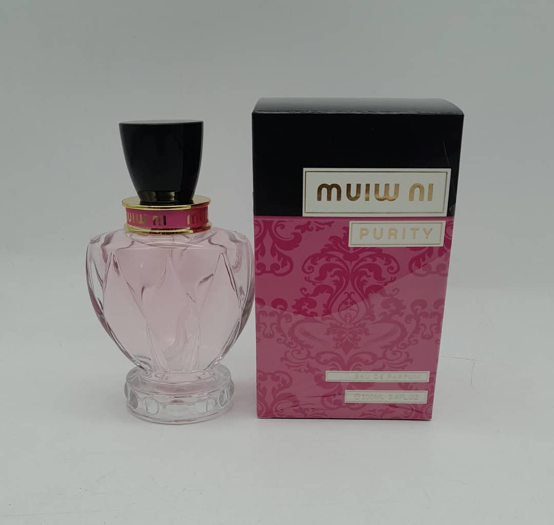 MUIW PURITY EAU DE PARFUM 100ML Tall glass shape large custom color glass perfume bottle
