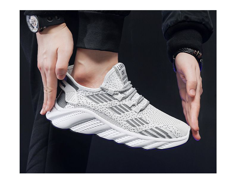 2024 autumn new breathable men's sneakers mesh men's shoes casual shoes men's fashion flying woven running shoes AD128
