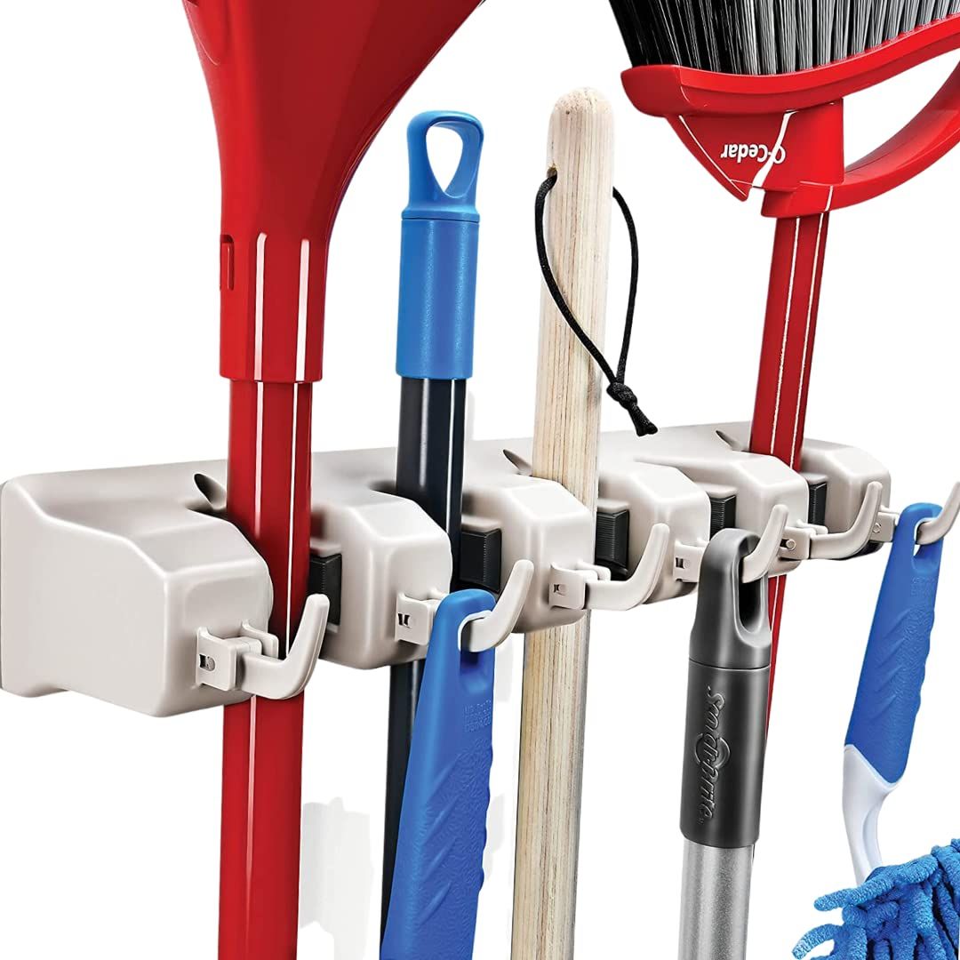 Mop and Broom Holder Wall Mount Garden Tool Storage Tool Rack Storage & Organization for the Home Plastic Hanger for Closet Garage Organizer