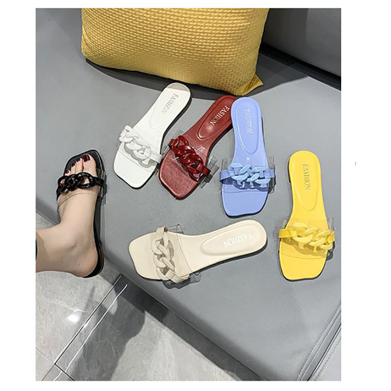 111 women's sexy pattern slippers open-toe beaded flats cute girls casual shoes