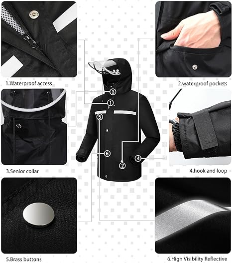 Rain Suit Waterproof Jacket and Trouser Suit Raincoat for Men and Women Outdoor All-Sport Breathable Anti-storm, XXXL fit 180CM 80KG