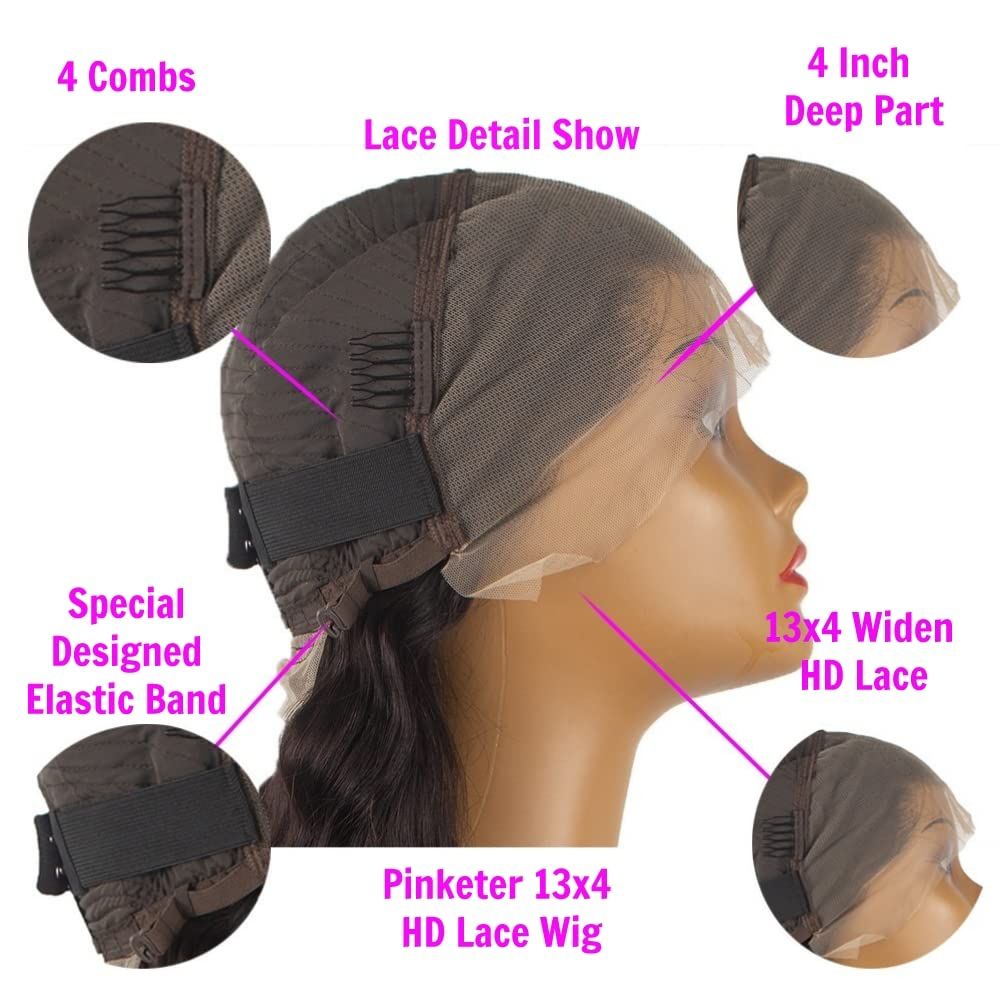Highlight Human Hair pixie Wigs 13*4 Closure HD Lace Front Wigs Human Hair For Women 8 Inch