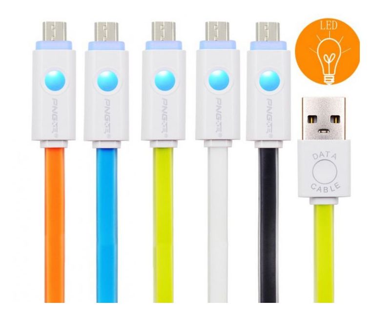 1m USB to Micro USB Noodle Jelly Data Sync Charging Cable With Charging LED Light Indicator