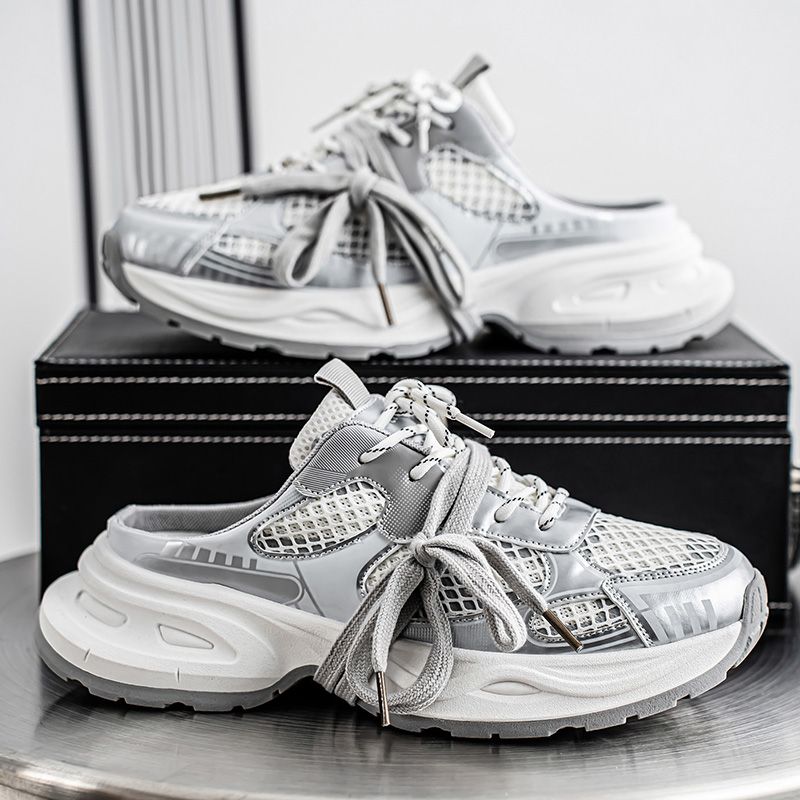 Youth Men Breathable Slip On Loafers Sneaker Teenagers Lace-Up Fashion Casual Footwears Male Platform Sports Shoes Daily Leisure