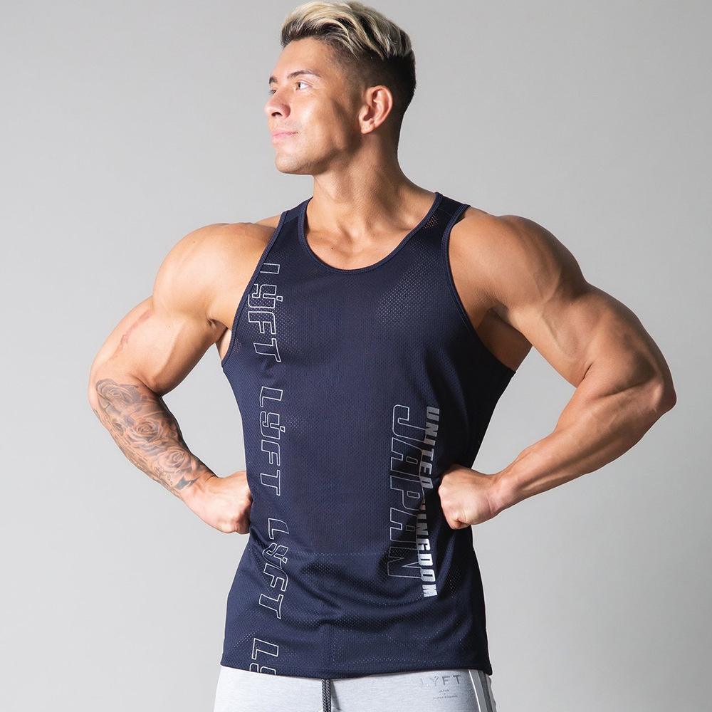LYFT-BX02 Men's Muscle Workout Fit Gym Bodybuilding Sleeveless Solid Sleeveless Tee Vest