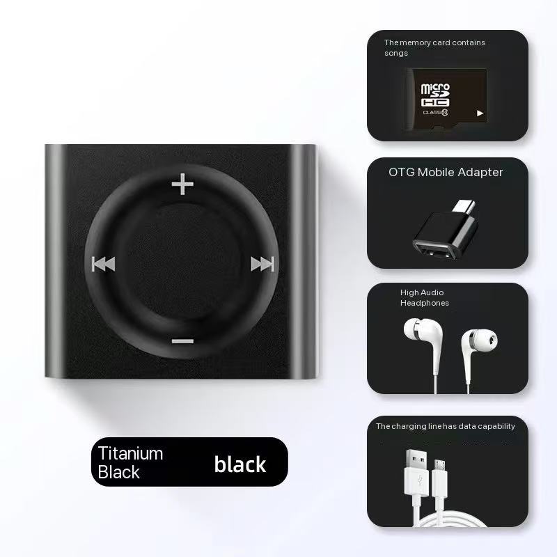 Mini portable MP3 player for students to listen to music, high school English listening exercise, small MP3black