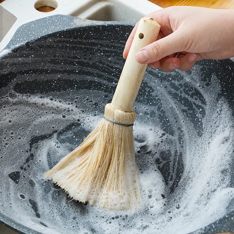 Brush Pot Artifact Kitchen Use Coconut Brown Natural Dishwasher Brush Does Not Hurt Pot, Does Not Stick to Oil Cleaning Brush Water Cup Dishwasher Brush