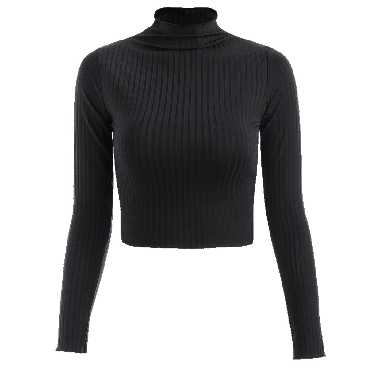 WH3201 women's turtleneck sweater sexy belly button bare cropped top girl knitted jumper short solid sweater