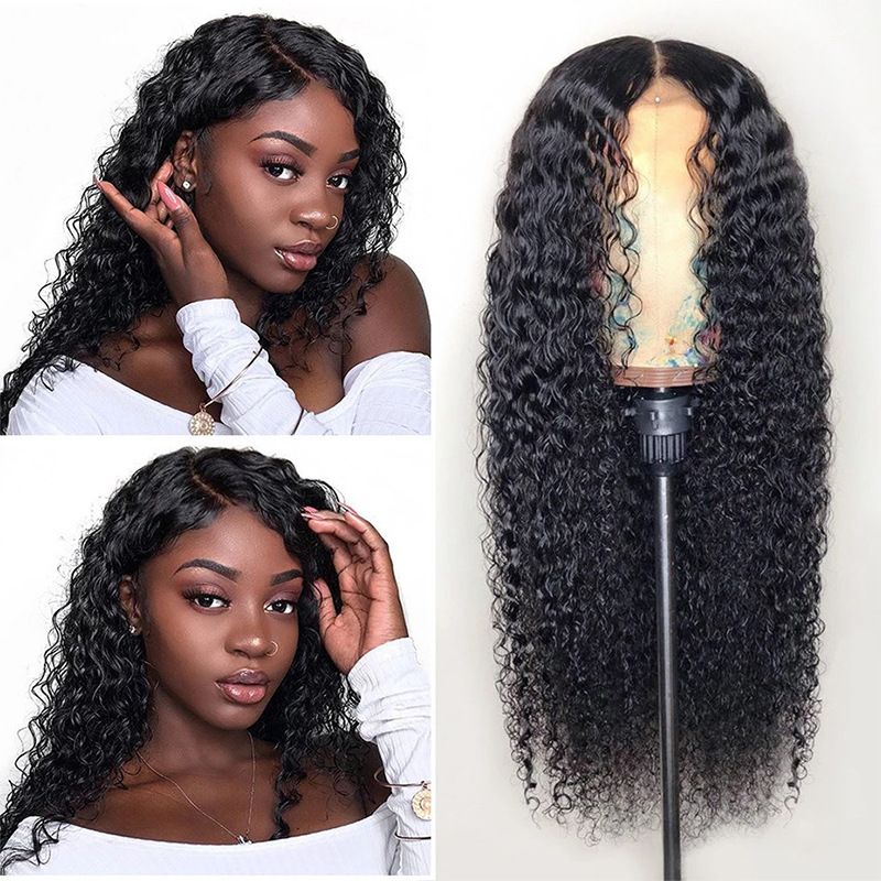 26 inches Black curly long wigs CRRshop free shipping female Hair wig in Europe and America, small curl, wavy corn perm, long curl, black chemical fiber hair cap