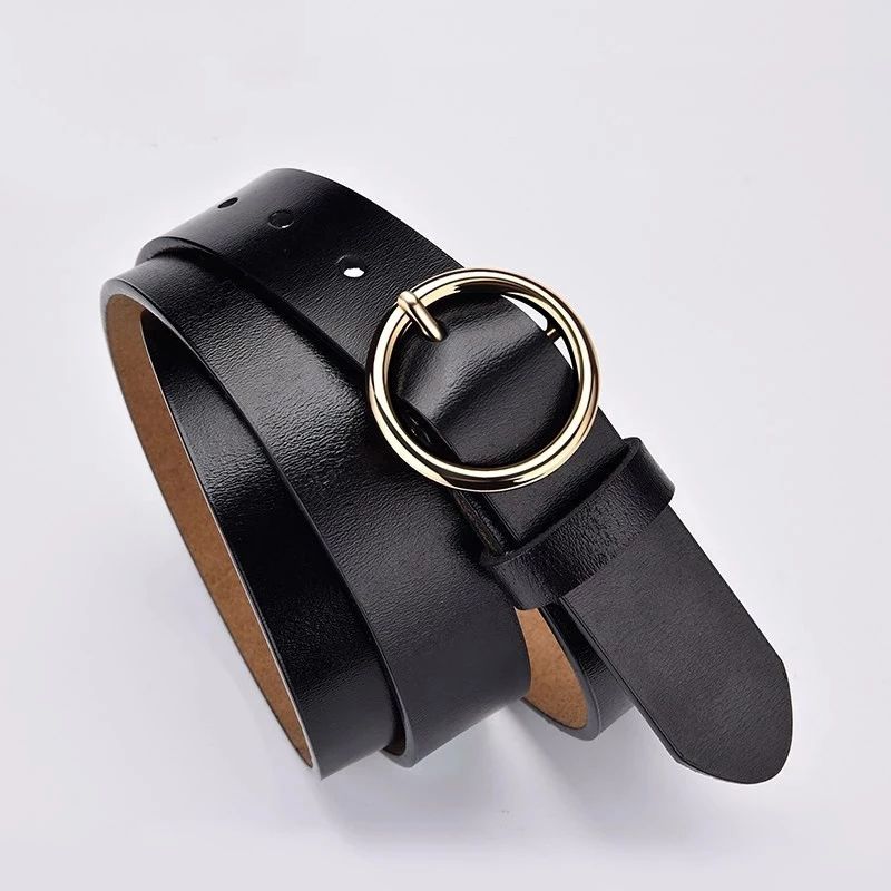 Women's Side Deposition Golden Buckle Jeans Wild Belts