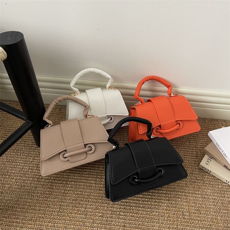 Women's Summer 2026 New Mini Flap Handbag, Versatile PU Leather Crossbody & Shoulder Purse with Ruched Handle, Casual Chic Daily Bag in Black, Beige, White, Orange

