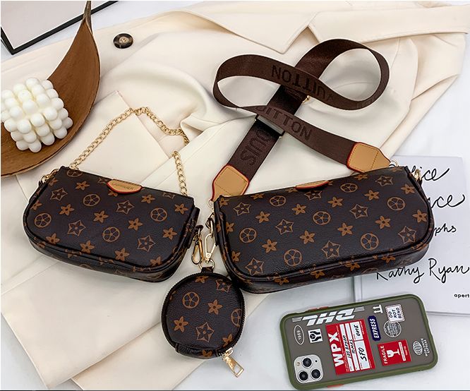 new trendy presbyopia bag 3 piece sets bag one-shoulder lady messenger female bag mini underarm coin purs